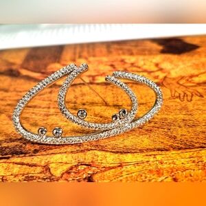 Swarovski Silver Brooche Oval Shape Encrusted With Crystals